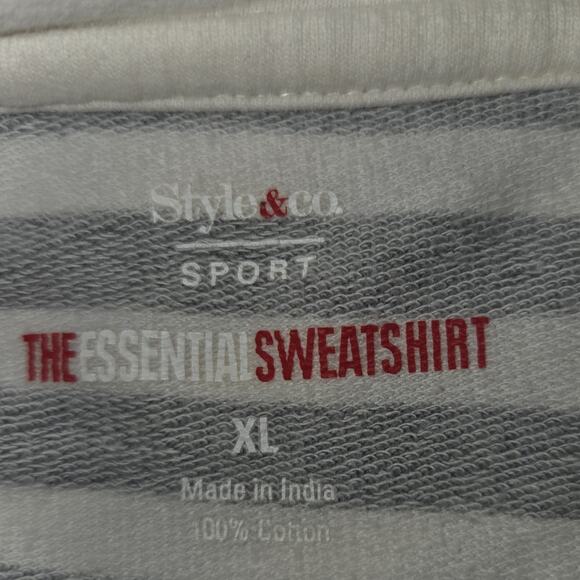 Style & Co Sport The Essential Sweatshirt Top Womens XL Gray Stripes Design - Picture 4 of 16